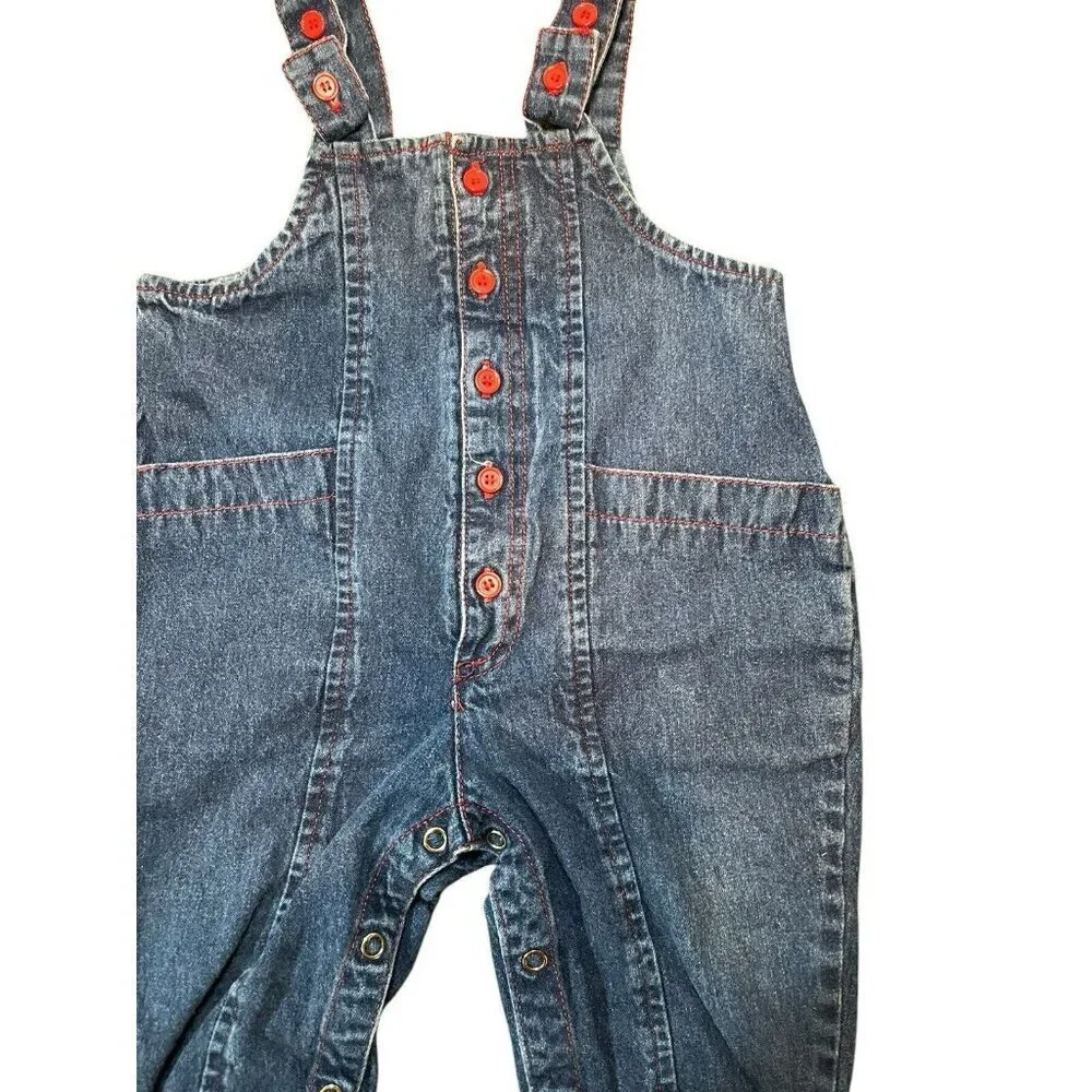 Vintage Rare McKids 18 Month Baby Toddler Blue Denim Overalls SEARS Exclusive
